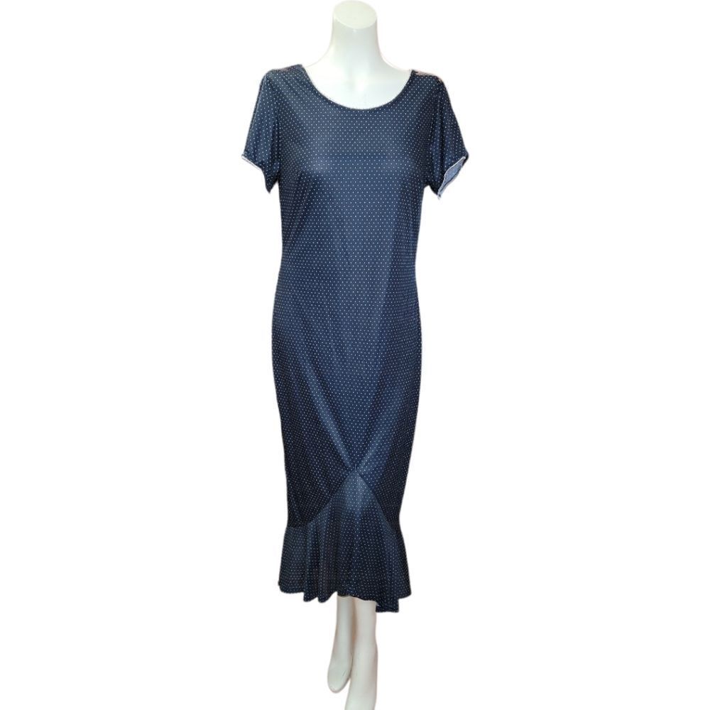 Vintage Jim Elliot Always, Caroline Collection Blue Polka Dot Nightgown XL